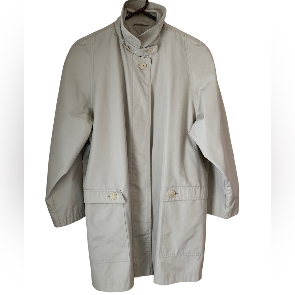Dry Dock Tan Khaki Rain Jacket Trench Coat Mid Thigh Button Down Women Size 16